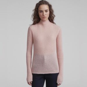 rag & bone Donna Ribbed Mohair Soft Pink Peach Semi Sheer Sweater size Small